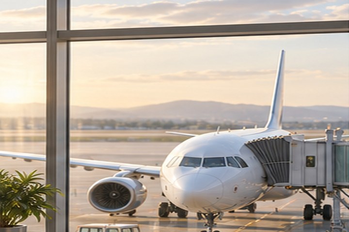 Avión preparado en la terminal de un aeropuerto